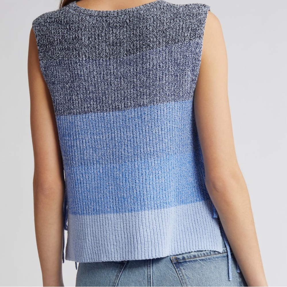 Rag & Bone NWT Kati Stripe Side Tie Sleeveless Cotton Blend Knit Sweater - Picture 5 of 13